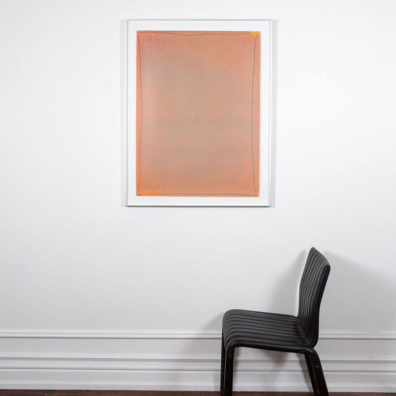 Jules Olitski "Graphic G" Silkscreen, 1970. This lithograph is a striking example of Olitski's spray technique, which discreetly blends shades of orange and silver into a seemingly monochromatic composition.