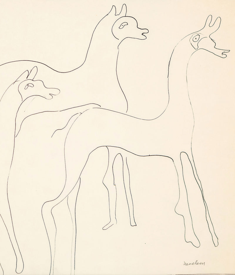 Louise Nevelson, Three Animals, drawing, 1930, Caviar20