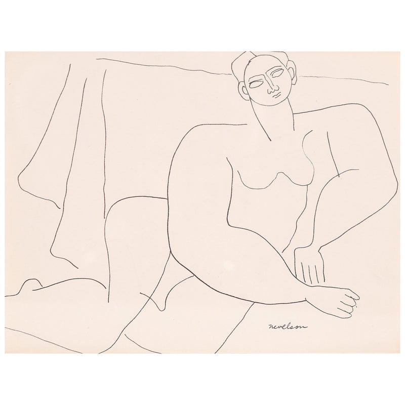 Louise Nevelson, Reclining Nude, drawing, 1930, Caviar20