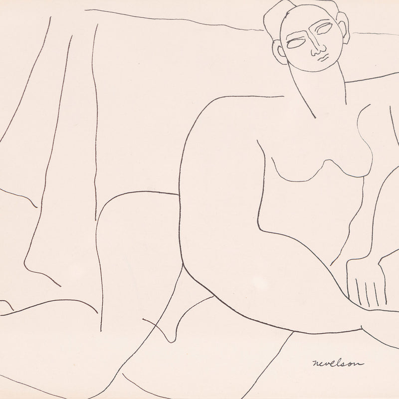 Louise Nevelson, Reclining Nude, drawing, 1930, Caviar20