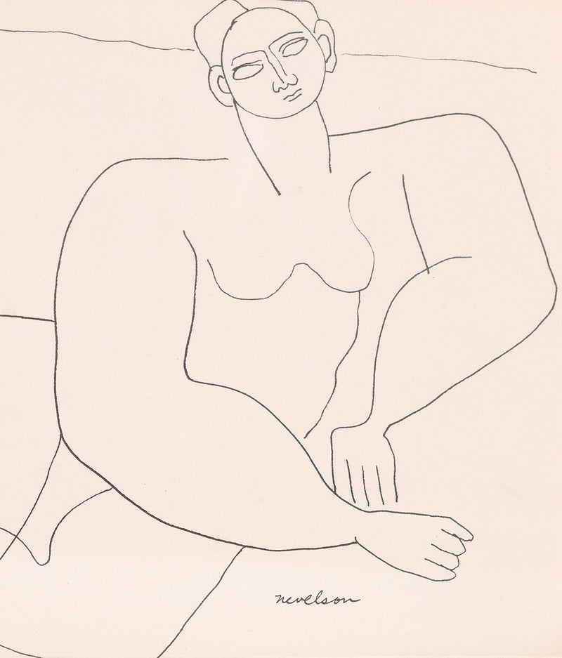 Louise Nevelson, Reclining Nude, drawing, 1930, Caviar20