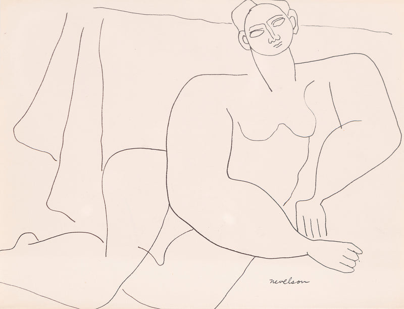 Louise Nevelson, Reclining Nude, drawing, 1930, Caviar20