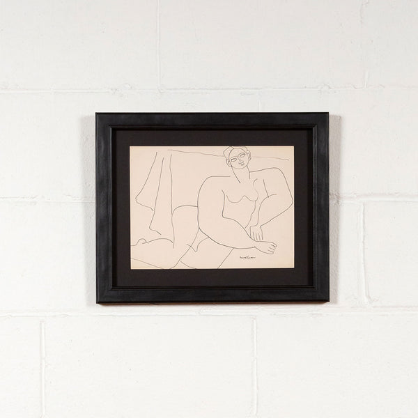 LOUISE NEVELSON "RECLINING NUDE" DRAWING, 1930