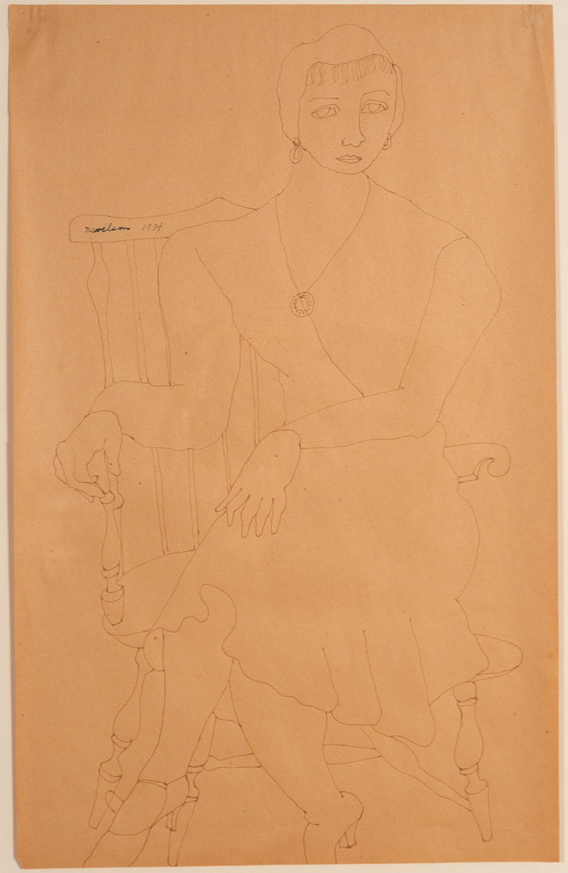 Louise Nevelson, Caviar20, Seated Woman, drawing, sketch