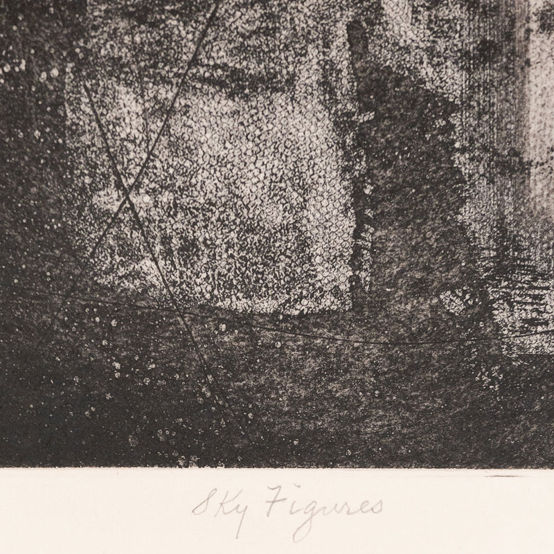 Original Louise Nevelson artwork available for sale, "Sky Figures"  USA, 1977  Etching, aquatint, and collage  Signed, numbered, and titled by the artist.   From an edition of 20  29.5"H 22.25"W (work)   33"H 25.25"W (framed)   Framed with museum glass  Very good condition Original Louise Nevelson Art for sale at Caviar20 Art Gallery Toronto