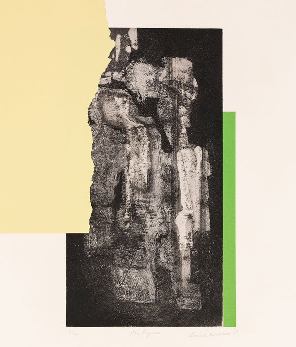 Original Louise Nevelson artwork available for sale, "Sky Figures"  USA, 1977  Etching, aquatint, and collage  Signed, numbered, and titled by the artist.   From an edition of 20  29.5"H 22.25"W (work)   33"H 25.25"W (framed)   Framed with museum glass  Very good condition Original Louise Nevelson Art for sale at Caviar20 Art Gallery Toronto