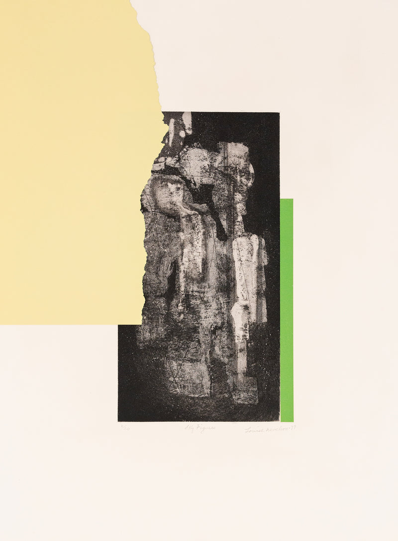 Original Louise Nevelson artwork available for sale, "Sky Figures"  USA, 1977  Etching, aquatint, and collage  Signed, numbered, and titled by the artist.   From an edition of 20  29.5"H 22.25"W (work)   33"H 25.25"W (framed)   Framed with museum glass  Very good condition Original Louise Nevelson Art for sale at Caviar20 Art Gallery Toronto