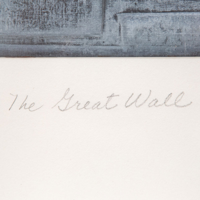 Louise Nevelson, American Art, "The Great Wall”  Italy, 1970  Embossed lead on CM Fabriano paper  Signed, titled, dated and numbered by the artist  From an edition of 150  29.25"H 24.5"W (work)  30.25"H 25.5"W (framed)  Published by Pace Editions, Inc.  Very good condition.  Note: the surface of this work has oxidized over time.  Detailed condition report upon request.  Original frame as issued (very good condition). Original Louise Nevelson Art for sale at Caviar20 Art Gallery Toronto