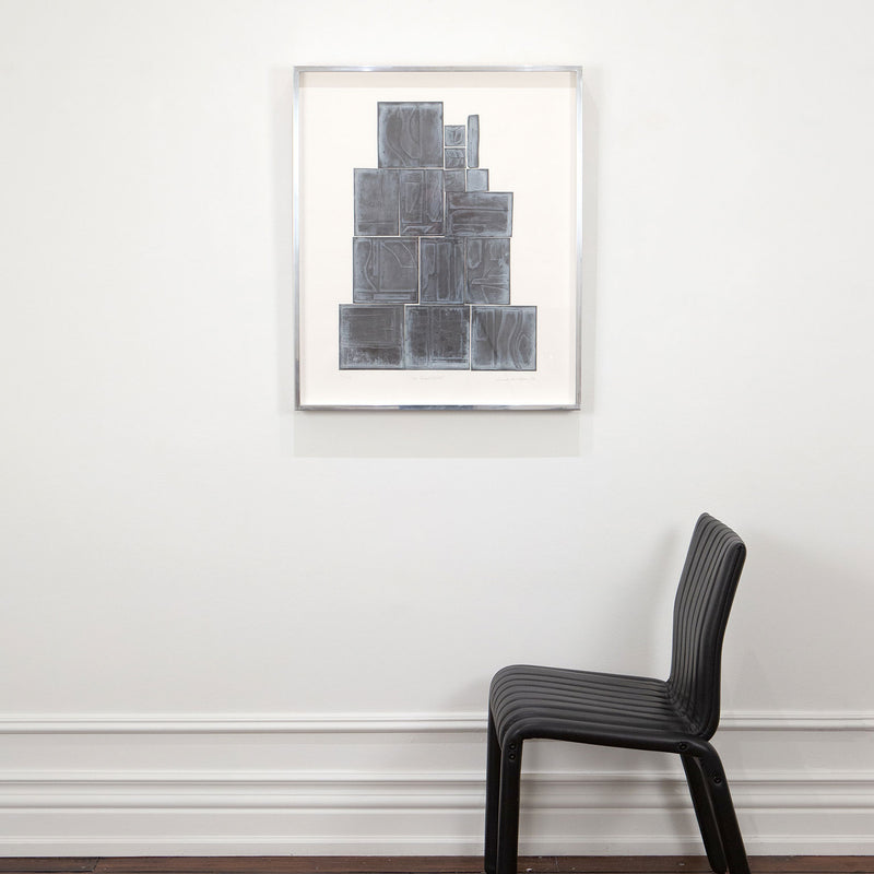 Louise Nevelson, American Art, "The Great Wall”  Italy, 1970  Embossed lead on CM Fabriano paper  Signed, titled, dated and numbered by the artist  From an edition of 150  29.25"H 24.5"W (work)  30.25"H 25.5"W (framed)  Published by Pace Editions, Inc.  Very good condition.  Note: the surface of this work has oxidized over time.  Detailed condition report upon request.  Original frame as issued (very good condition). Original Louise Nevelson Art for sale at Caviar20 Art Gallery Toronto