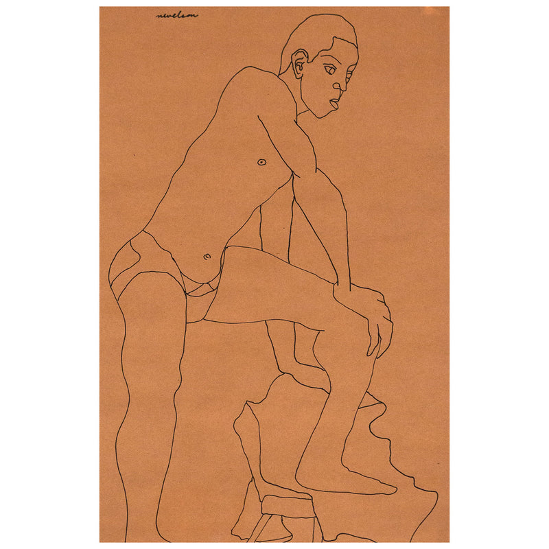 Louise Nevelson, Male Model Posing, Drawing, 1930, Caviar20