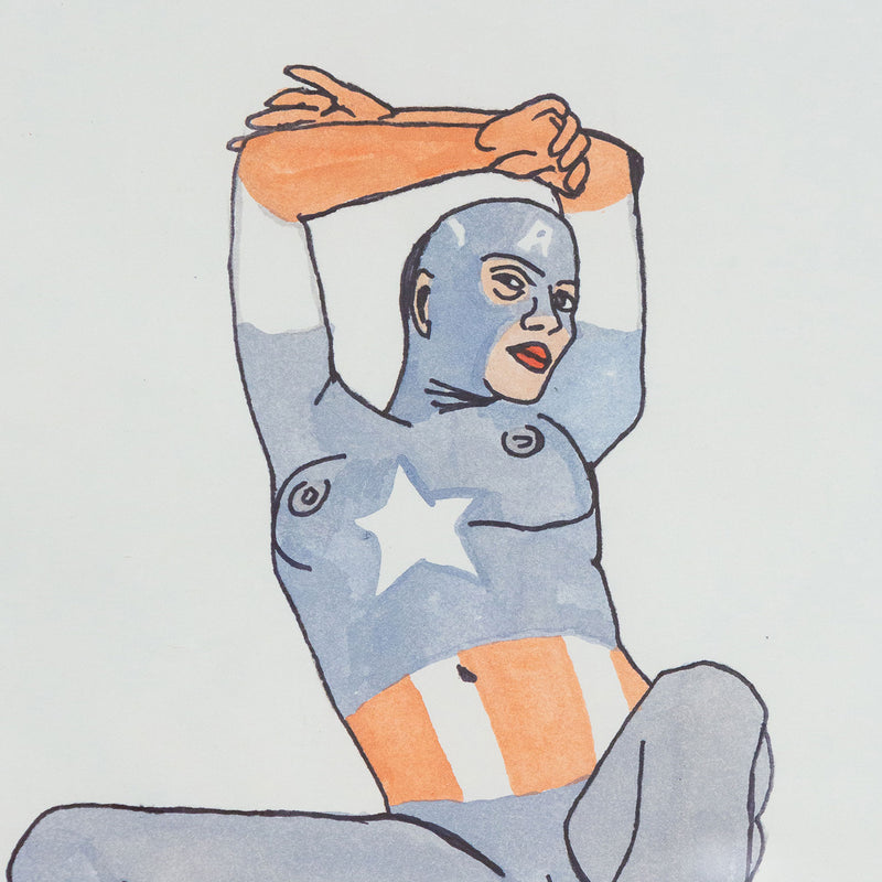 Marcel Dzama, Untitled (Superhero), Ink and watercolor on paper, 1998, Caviar20
