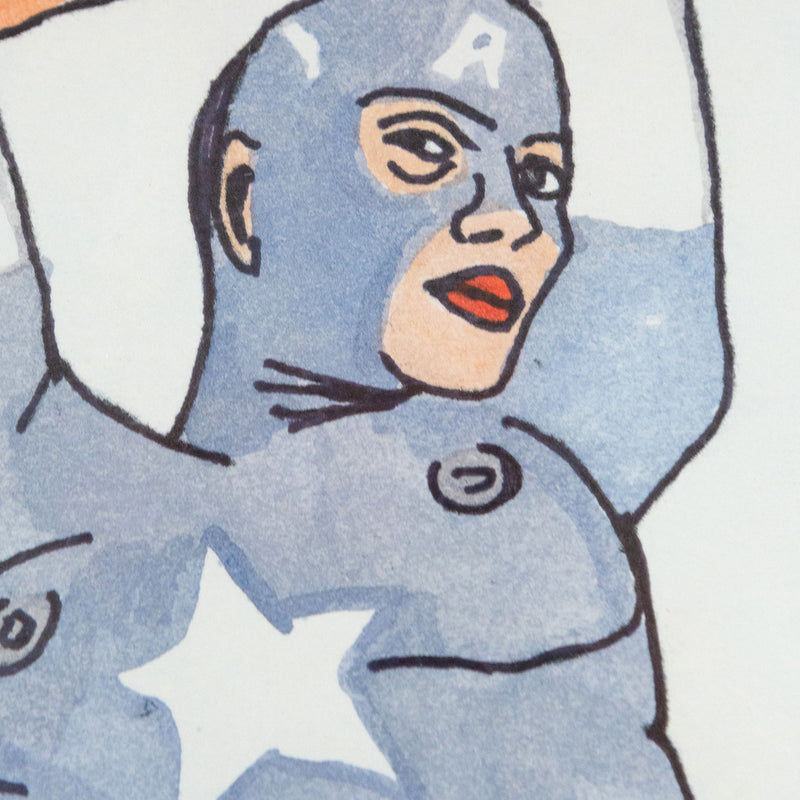 Marcel Dzama, Untitled (Superhero), Ink and watercolor on paper, 1998, Caviar20
