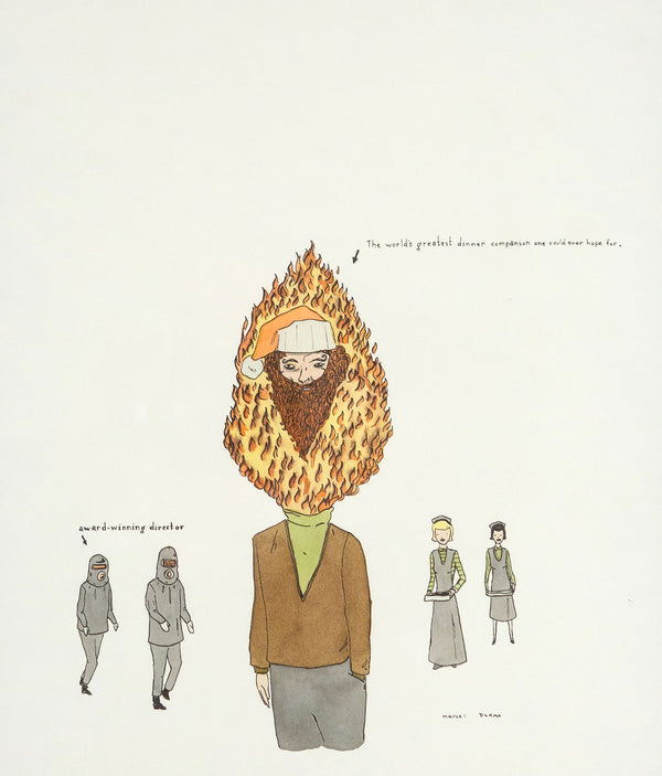 Marcel Dzama, Dinner Companion, Ink and Mixed Media on Paper, 2000, Caviar20 Drawing