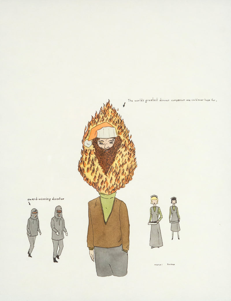 Marcel Dzama, Dinner Companion, Ink and Mixed Media on Paper, 2000, Caviar20 Drawing