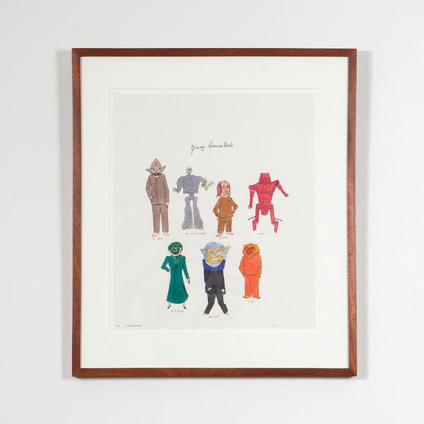MARCEL DZAMA “YOUNG AMERICAN GIRLS” WATERCOLOR, 2009