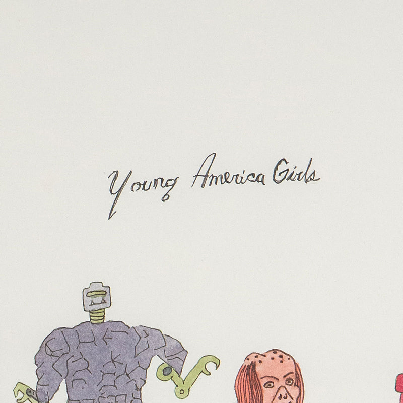 MARCEL DZAMA “YOUNG AMERICAN GIRLS” WATERCOLOR, 2009