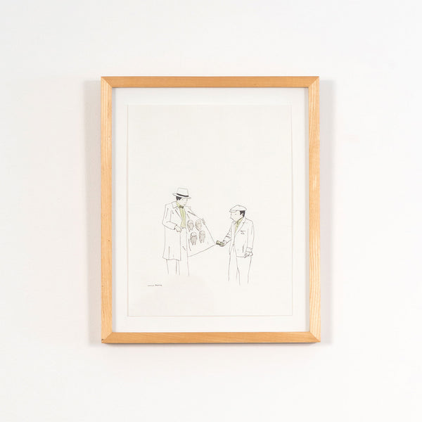 Marcel Dzama, Street Seller, Ink and watercolor on paper, 1996, Caviar20 Toronto Art Gallery