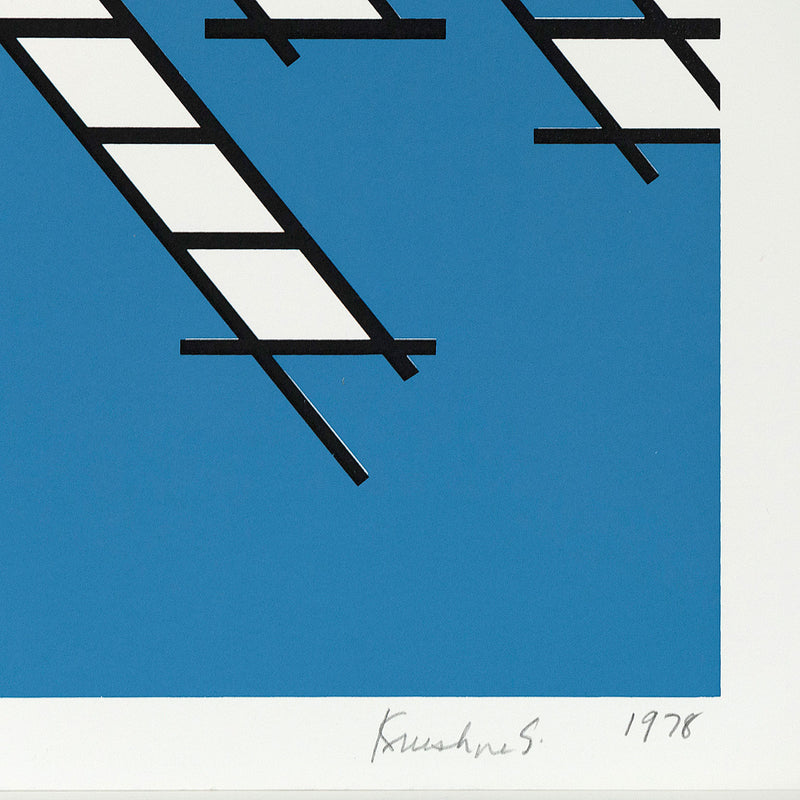 Nicholas Krushenick, Tail Gate, serigraph, 1978, prints, Caviar20, closeup showing artist signature and date