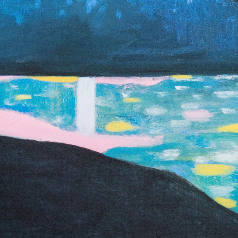 Nicolas Party "Landscape" Poster, 2021. Midnight landscape featuring tall cypress tress in cool tones.