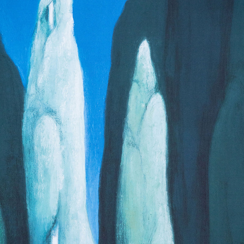 Nicolas Party "Landscape" Poster, 2021. Midnight landscape featuring tall cypress tress in cool tones.