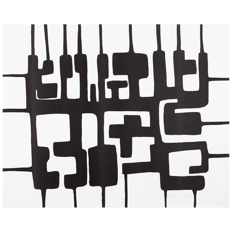 Ibram Lassaw "Peace" (from the Peace Portfolio I), 1970. Silkscreen. A pioneer of abstract sculpture, Lassaw is celebrated for his distinct use of negative space, creating intricate maze-like compositions that seemingly defy gravity.