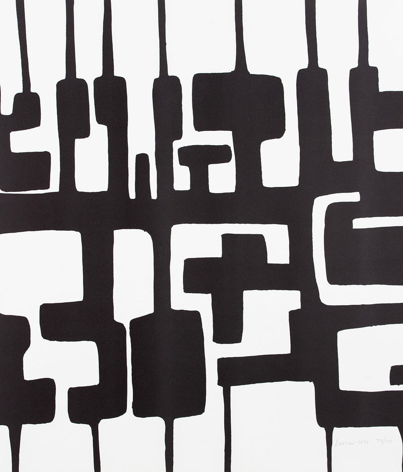 Ibram Lassaw "Peace" (from the Peace Portfolio I), 1970. Silkscreen. A pioneer of abstract sculpture, Lassaw is celebrated for his distinct use of negative space, creating intricate maze-like compositions that seemingly defy gravity.