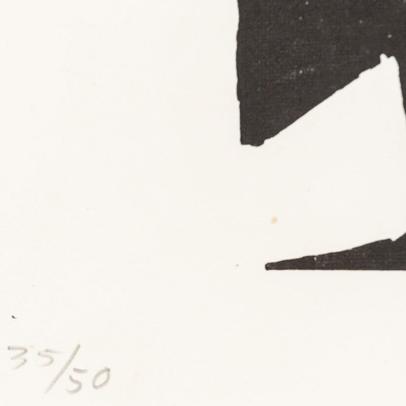 Richard Diebekorn "Double X" Woodcut, 1987. Completed in 1987, "Double X" marks the artist's return to abstraction in the last chapter of his oeuvre, when he moved between geometric and lyrical styles. Serving as a pared-down example, this work is a unique synthesis of Diebenkorn's exploration of abstraction, making it an excellent output from the last decade of his career. 