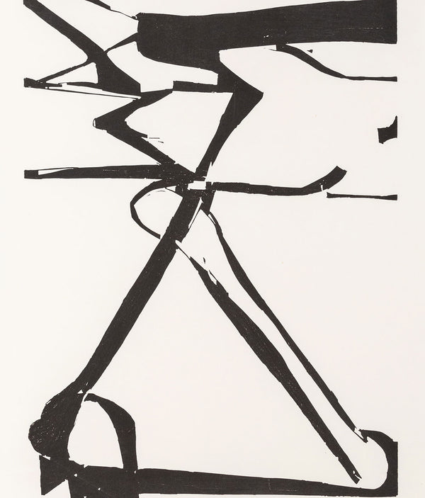 Richard Diebekorn "Double X" Woodcut, 1987. Completed in 1987, "Double X" marks the artist's return to abstraction in the last chapter of his oeuvre, when he moved between geometric and lyrical styles. Serving as a pared-down example, this work is a unique synthesis of Diebenkorn's exploration of abstraction, making it an excellent output from the last decade of his career. 