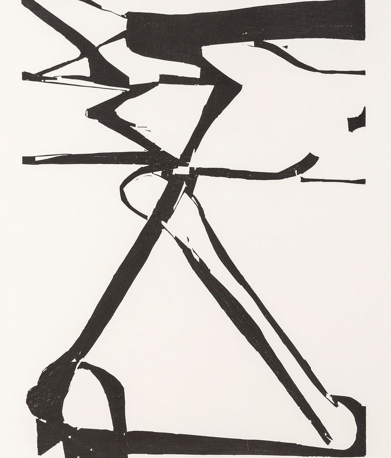 Richard Diebekorn "Double X" Woodcut, 1987. Completed in 1987, "Double X" marks the artist's return to abstraction in the last chapter of his oeuvre, when he moved between geometric and lyrical styles. Serving as a pared-down example, this work is a unique synthesis of Diebenkorn's exploration of abstraction, making it an excellent output from the last decade of his career. 