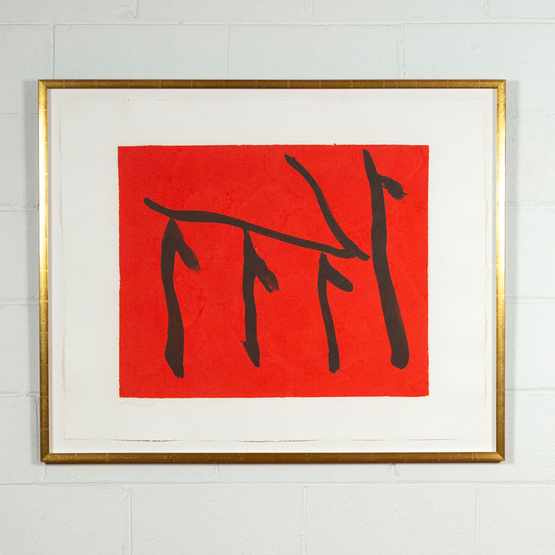 Robert Motherwell, Rites of Passage II, Lithograph, 1980, Caviar20, Caviar20 prints, framed with narrow gold and displayed against white brick wall