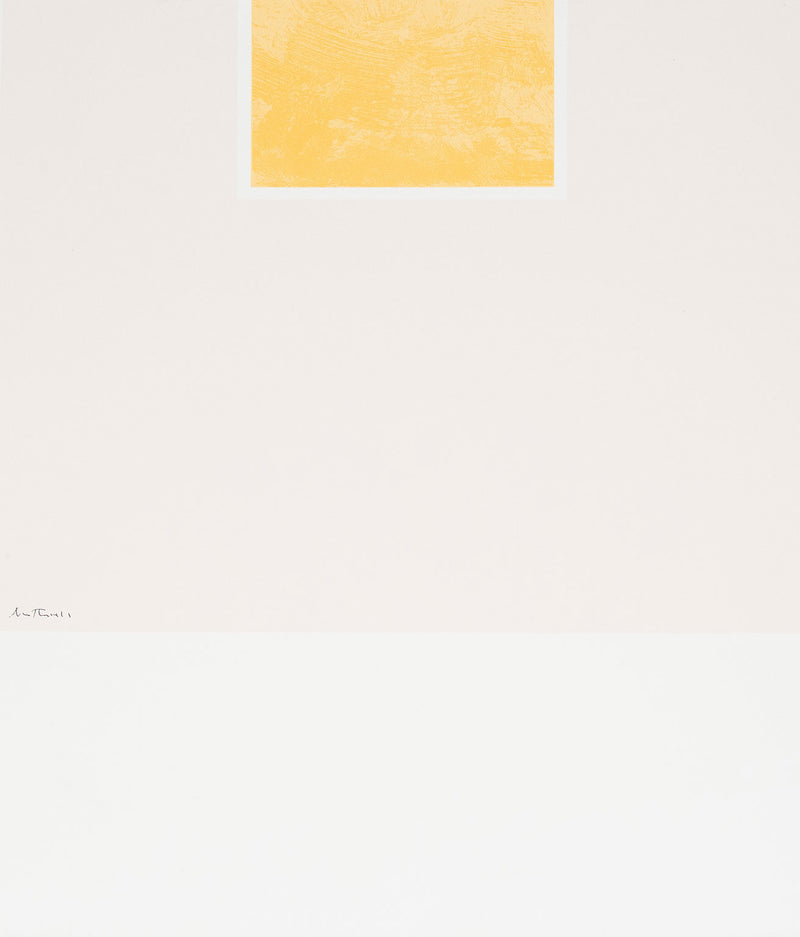 Robert Motherwell “Untitled (Pink and Orange), from London Series II” 1971. This delicate screenprint displays all of the characteristics of Motherwell's most coveted artworks, this time executed in a more supple palette of blush pink and pale corn husk yellow.