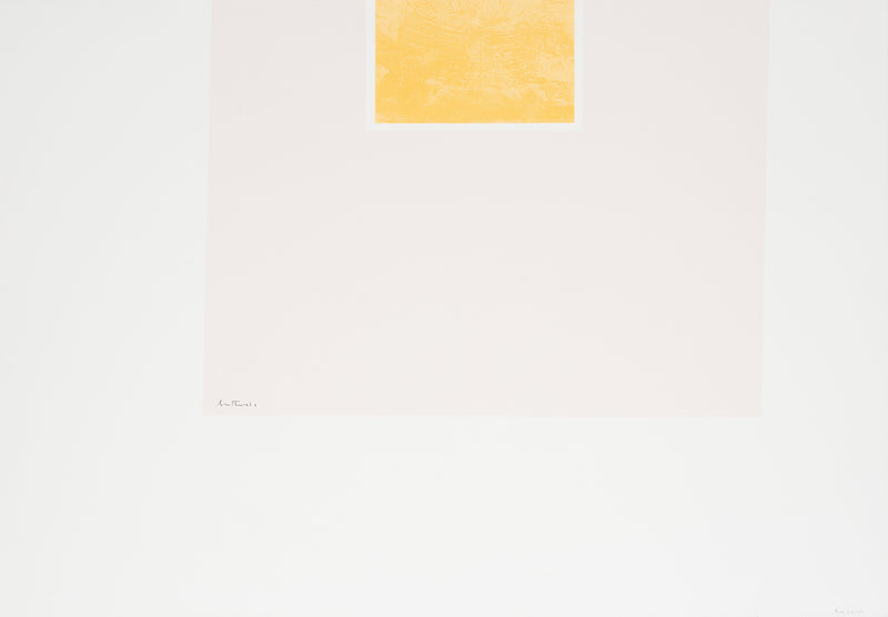 Robert Motherwell “Untitled (Pink and Orange), from London Series II” 1971. This delicate screenprint displays all of the characteristics of Motherwell's most coveted artworks, this time executed in a more supple palette of blush pink and pale corn husk yellow.