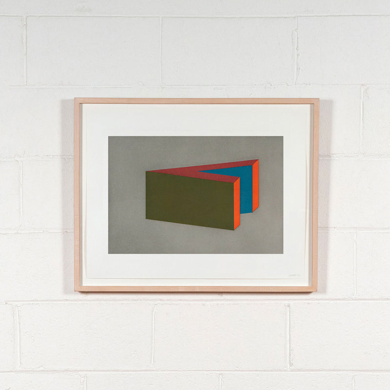 Sol Lewitt Forms Derived from a Cubic Rectangle #05, Aquatint, 1990, Caviar20 Prints, Sol LeWitt Prints, full work framed and displayed on white brick wall