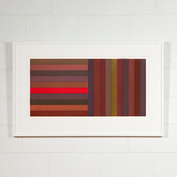 Sol Lewitt, Bands: Red, Aquatint, 1991, Caviar20 prints, framed and displayed on white brick wall