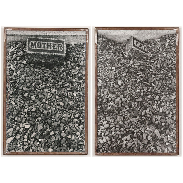Sophie Calle, “Les Tombes: Father, Mother"   France, 1990  Diptych  Gelatin silver prints flush-mounted on aluminum in artist’s frames.  Numbered and dated   From an edition of 7  22"H 14.5"W (work)  23"H 15.5"W (framed)  Very good condition.