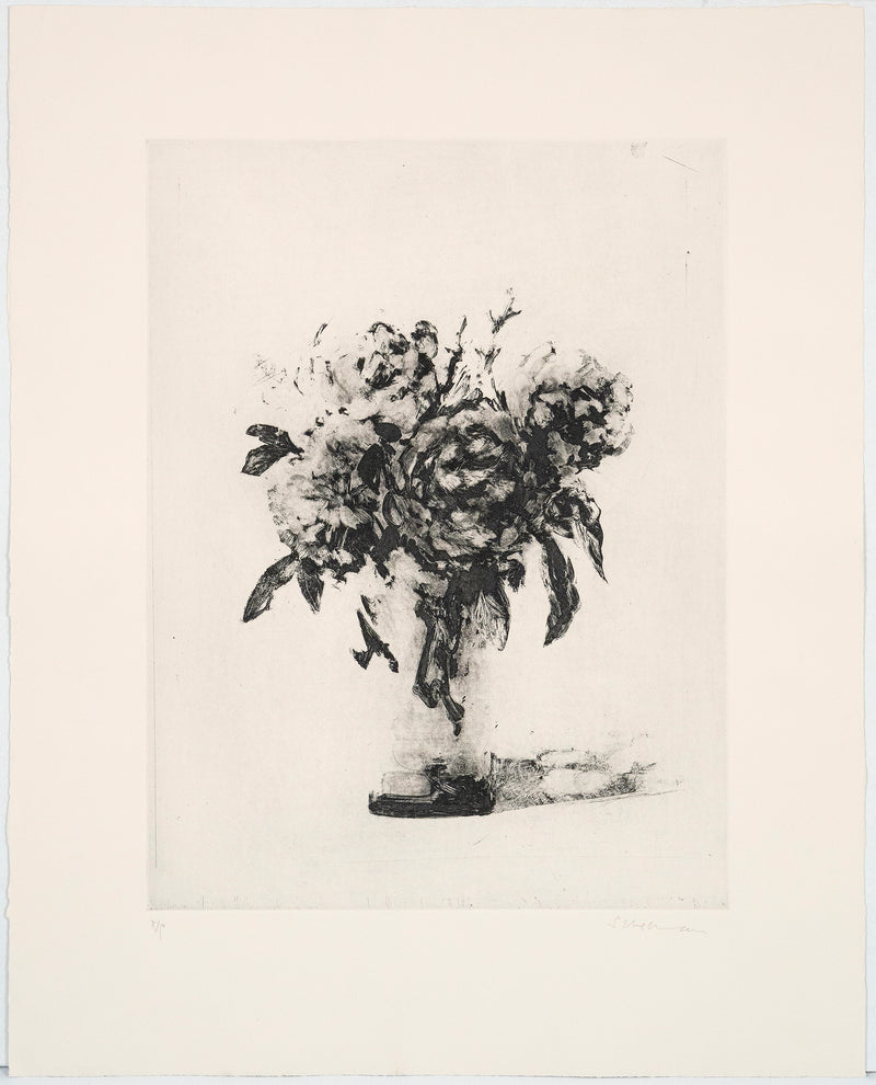 Tony Scherman, Bouquet, Aquatint, 2001, limited edition, a bouquet of peonies