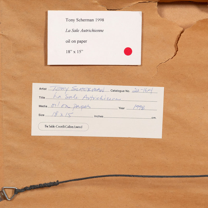 Tony Scherman, La Sale Autrichienne, 1998, Caviar 20, back of work showing original labels and signature