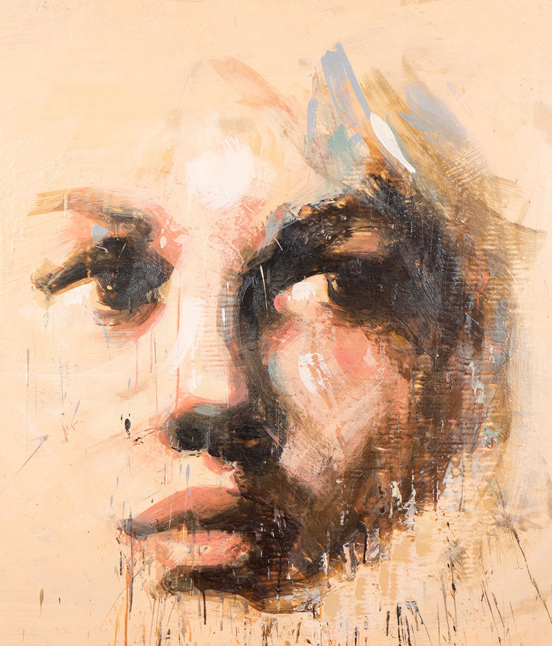 "My Girlfriend Ophelia: The Cream of Denmark"  Canada, 2013  Encaustic on canvas  42"H 48"W   Signed, titled, and dated verso  Very good condition.