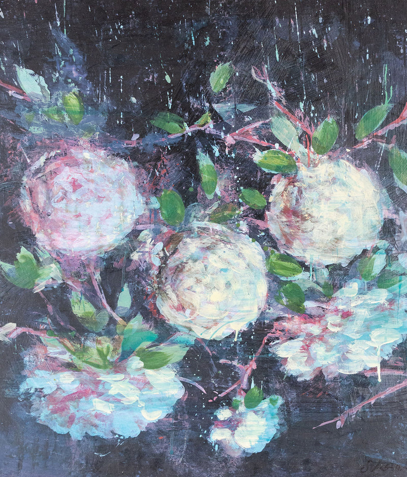TONY SCHERMAN “PEONIES PUSH” ENCAUSTIC MONOPRINT, 2002