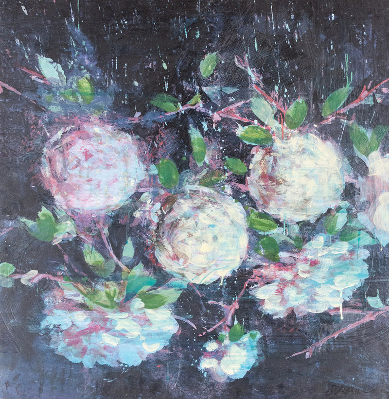 TONY SCHERMAN “PEONIES PUSH” ENCAUSTIC MONOPRINT, 2002