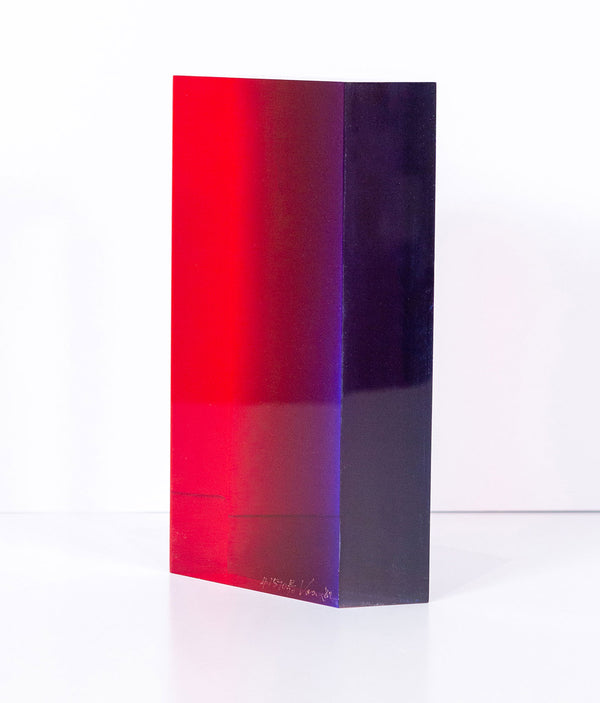 Vasa Mihich original acrylic sculpture, "Red Prism"  USA, 1988  Acrylic  Incised signature and date by the artist.   9"H 5"W 1.75"D  Very good condition.