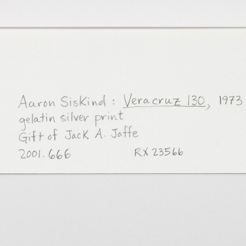 AARON SISKIND "VERACRUZ 130" PHOTO, 1973