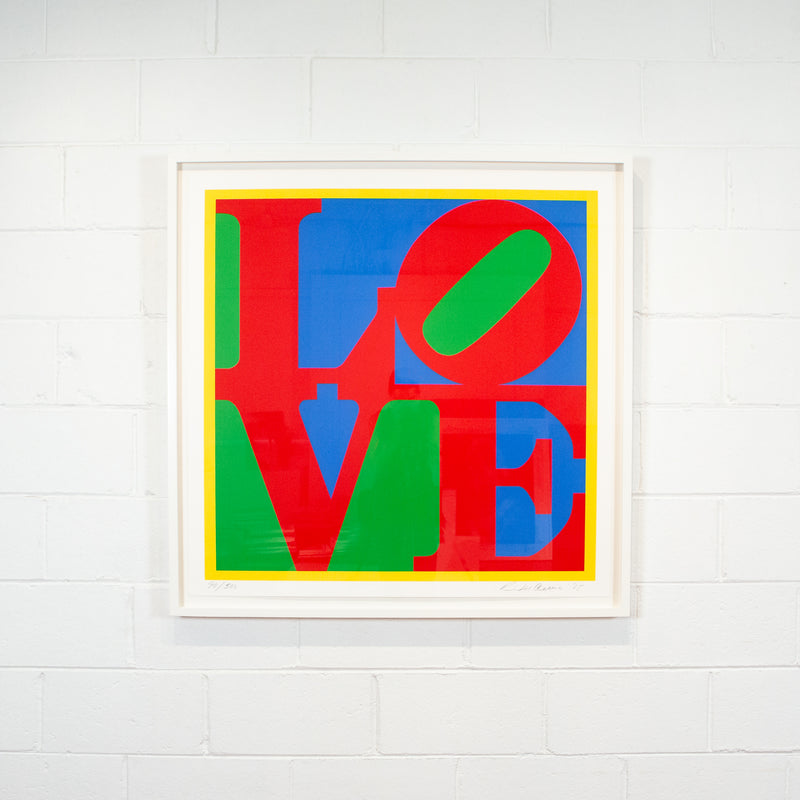Robert Indiana, Heliotherapy Love, screenprint, 1995 Caviar20 exhibition view