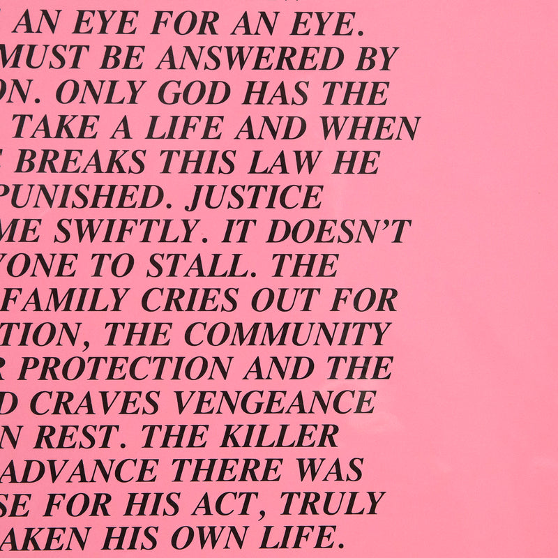 Jenny Holzer Inflammatory Essay, Eye For an Eye, Documenta 1982, Caviar20, close-up