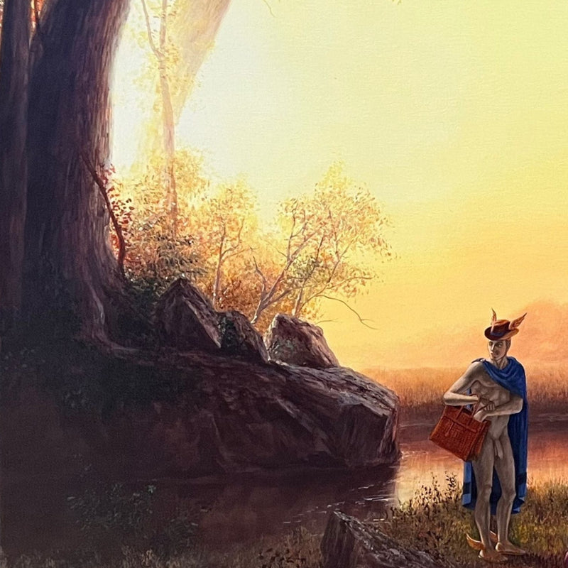 Kent Monkman "Weesageechak Teaches Hermes How to Trick the Four Leggeds" Acrylic on canvas. 2010.