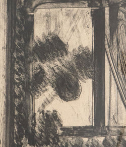 Howard Hodgkin "Late Afternoon in the Museum of Art" USA, 1979 Etching on paper. "Late Afternoon" is a striking example of Hodgkin's printmaking from his 1979 series "The Museum of Art". Comprised of four prints, the series is exemplary of the artist's enmeshed style, blending abstract and representational qualities that culminate into evocative scenes.